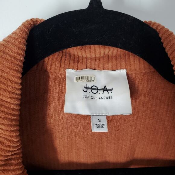 J.O.A. Orange Cropped Corduroy Utility Jacket S - Picture 6 of 9